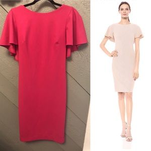 Hot Pink Calvin Klein Flutter Sleeve Dress